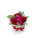 Box červených a růžových růží